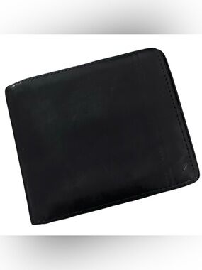 Lanvin Bi fold Card Cash Wallet Black Patent Leather